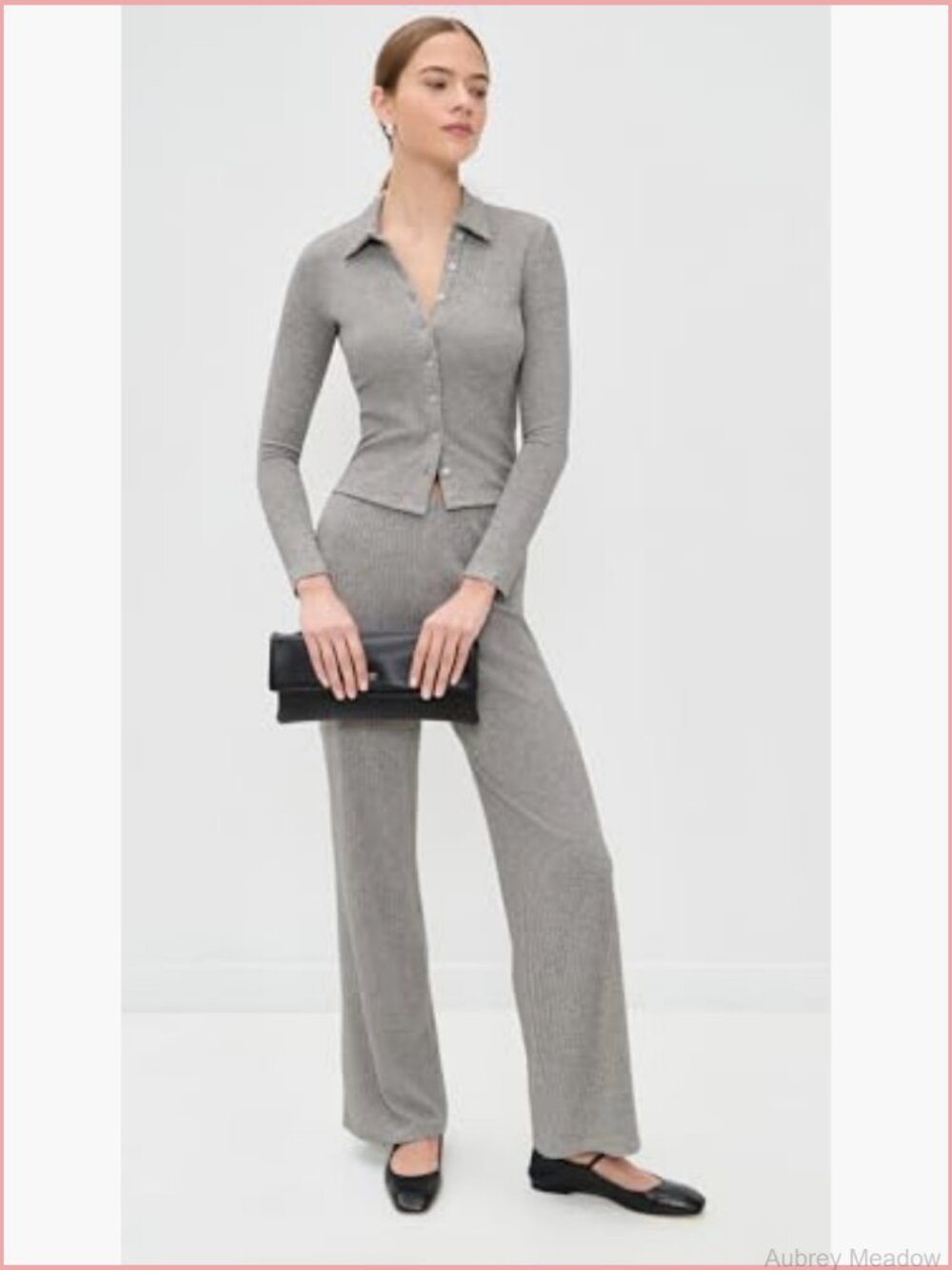 Long Sleeve Cardigan with Collared Neck - Lightweight Ribbed Knit - Picture 3 of 6